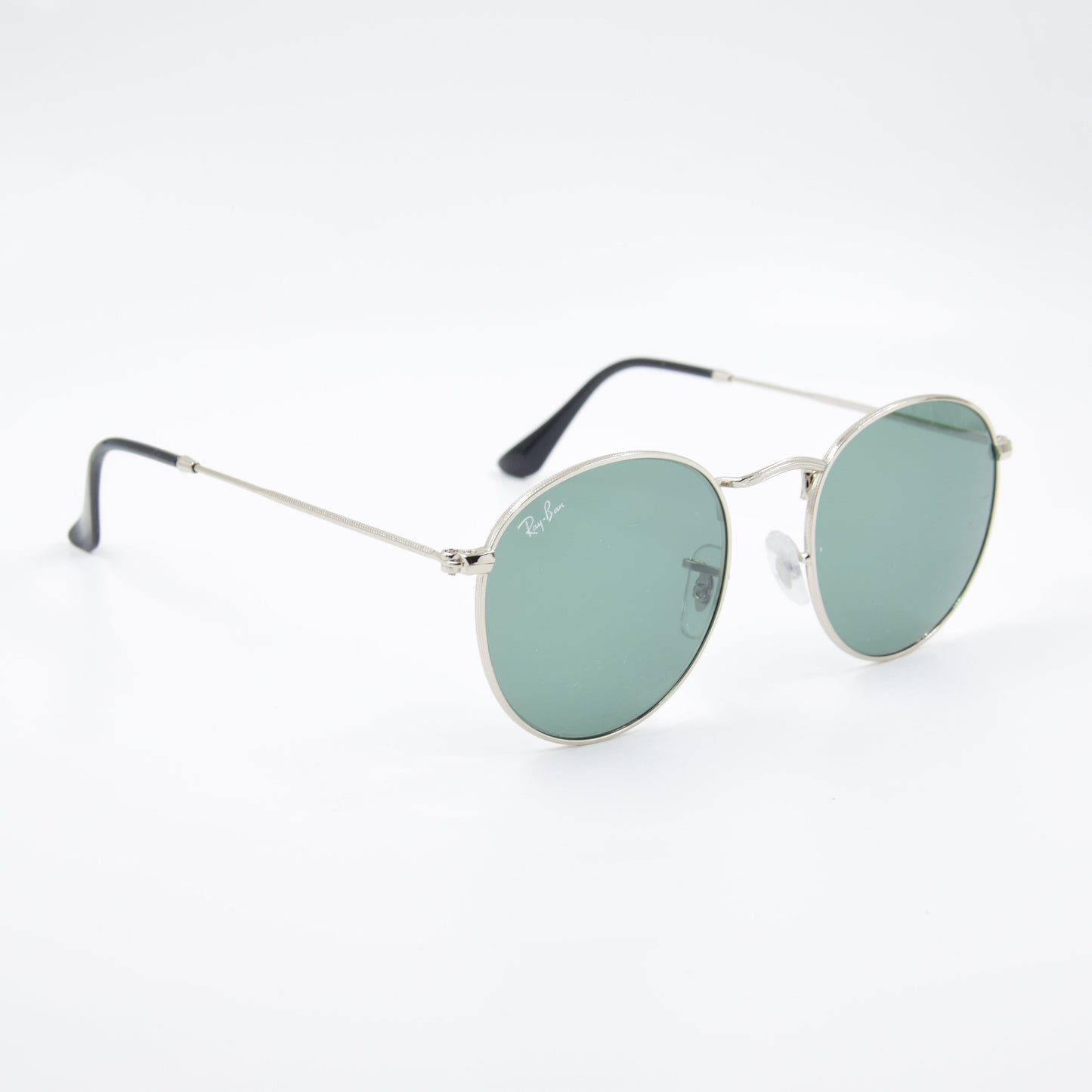 Solaire : Ray-Ban RB3447 ROUND METAL Vert/Silver