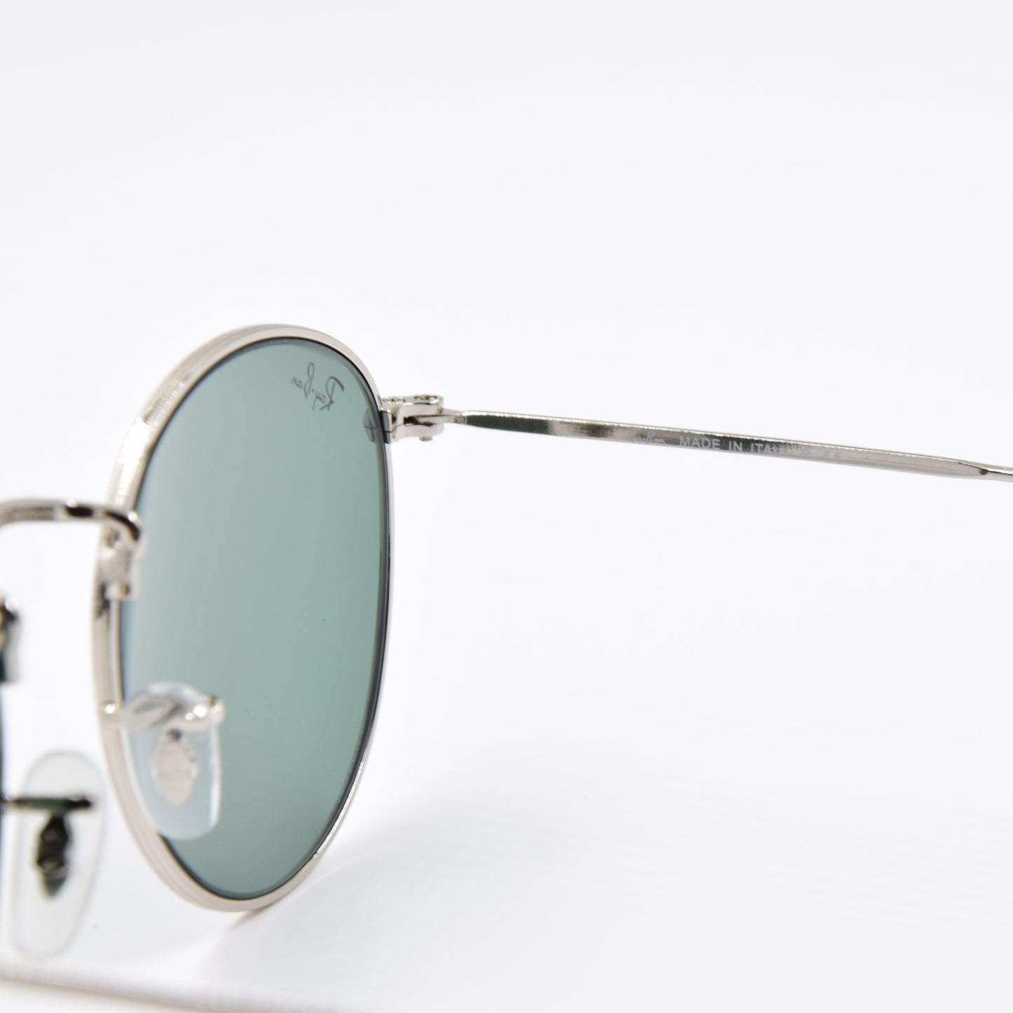 Solaire : Ray-Ban RB3447 ROUND METAL Vert/Silver